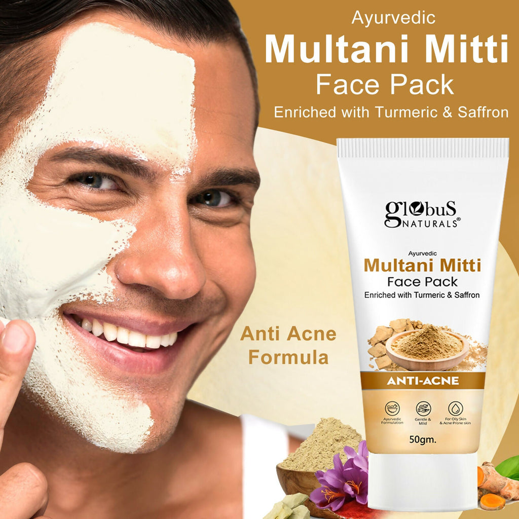 Globus Naturals Anti Acne Multani Mitti Face Pack, For Oily & Acne Prone Skin