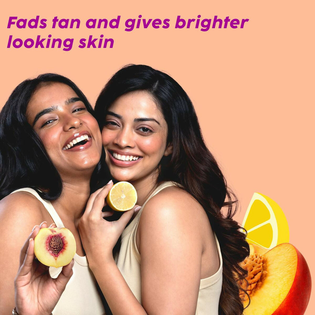 PLIX The Plant Fix Peaches & Lemon Detan Pair with Bump Eraser Body Scrub & SPF15 Body Lotion