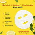 Chicnutrix Korean Illume Face Sheet Mask Infused With Lemon Essence Rich In Vitamin C Radiant and Glowing Skin, Korean Skincare
