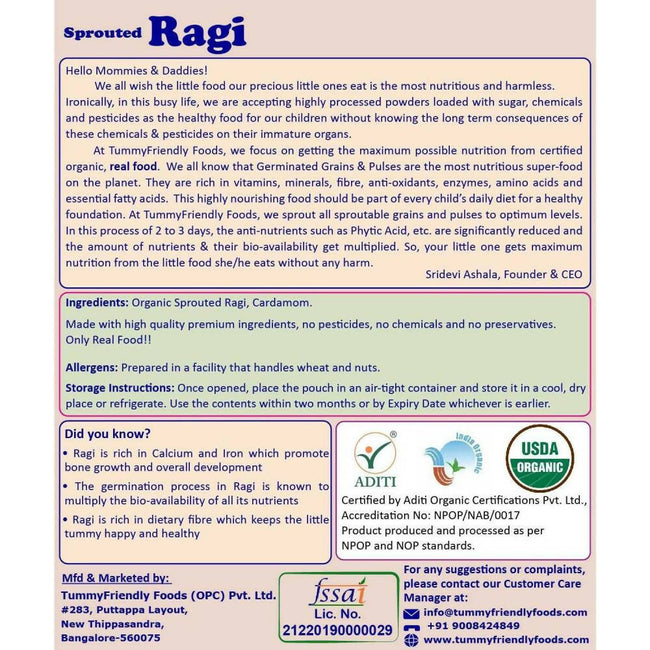 TummyFriendly Foods Organic Stage1 Sprouted Porridge Mixes Combo Pack - Sprouted Ragi, Sprouted Brown Rice and Oats Main Image