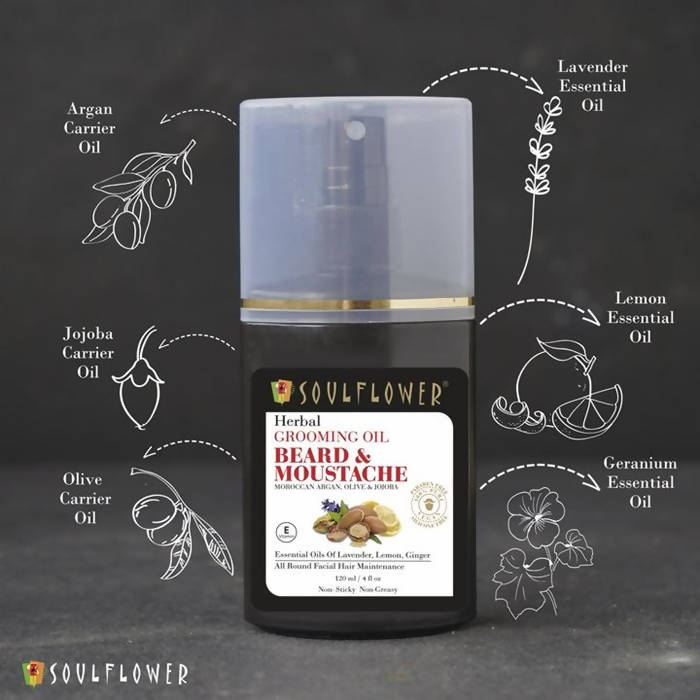 Soulflower Herbal Beard And Moustache Grooming Oil