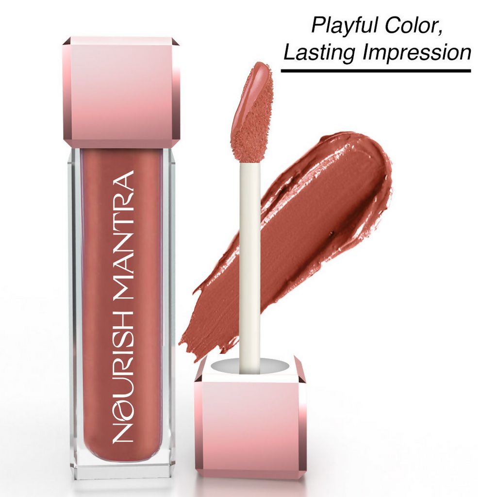 Nourish Mantra Liquid lipstick Creamy Matte with SPF / Water Proof, Smudge Proof Shade-Natkhat Berry