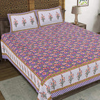 Rudra Bazaar Purple 210 TC Cotton Double King Bedsheet With 2 Pillow Covers