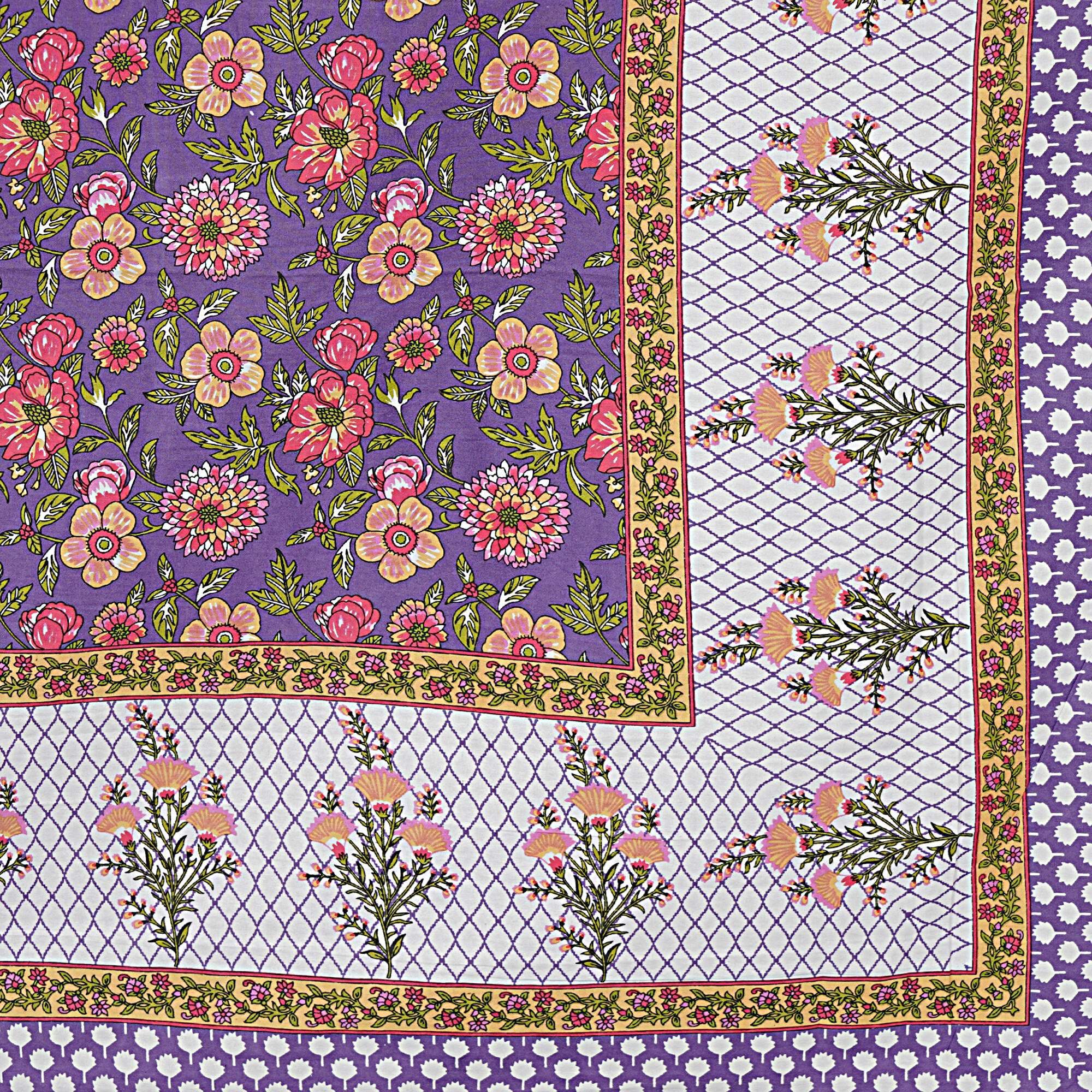 Rudra Bazaar Purple 210 TC Cotton Double King Bedsheet With 2 Pillow Covers