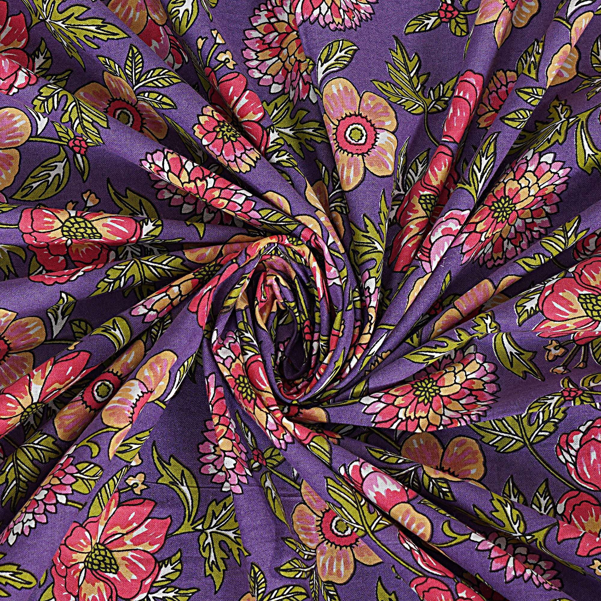 Rudra Bazaar Purple 210 TC Cotton Double King Bedsheet With 2 Pillow Covers