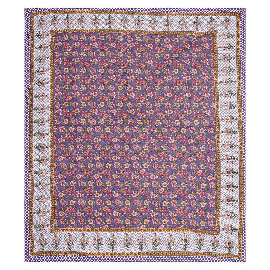 Rudra Bazaar Purple 210 TC Cotton Double King Bedsheet With 2 Pillow Covers