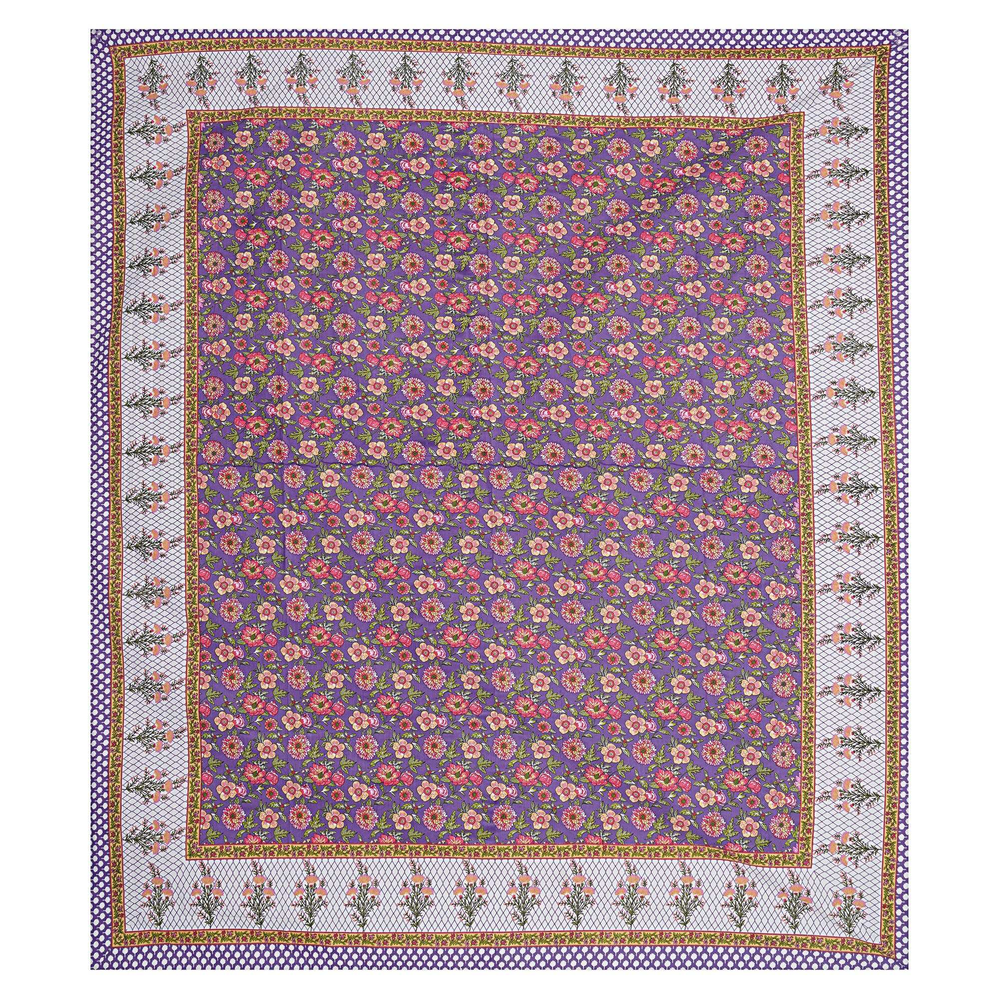 Rudra Bazaar Purple 210 TC Cotton Double King Bedsheet With 2 Pillow Covers