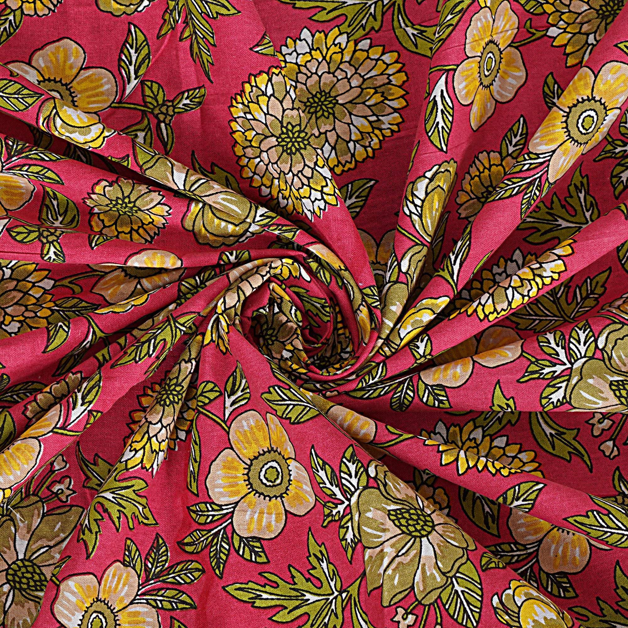 Rudra Bazaar Red 210 TC Cotton Double King Bedsheet With 2 Pillow Covers