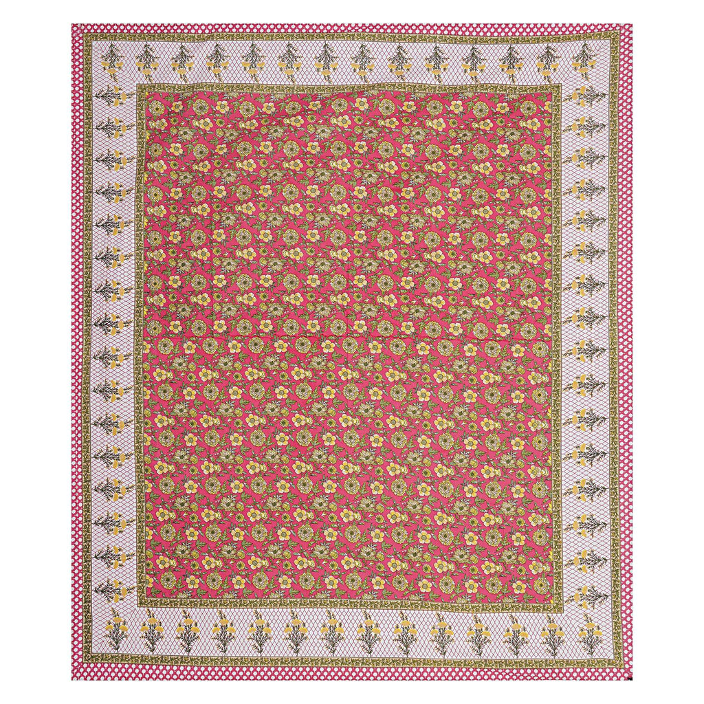 Rudra Bazaar Red 210 TC Cotton Double King Bedsheet With 2 Pillow Covers