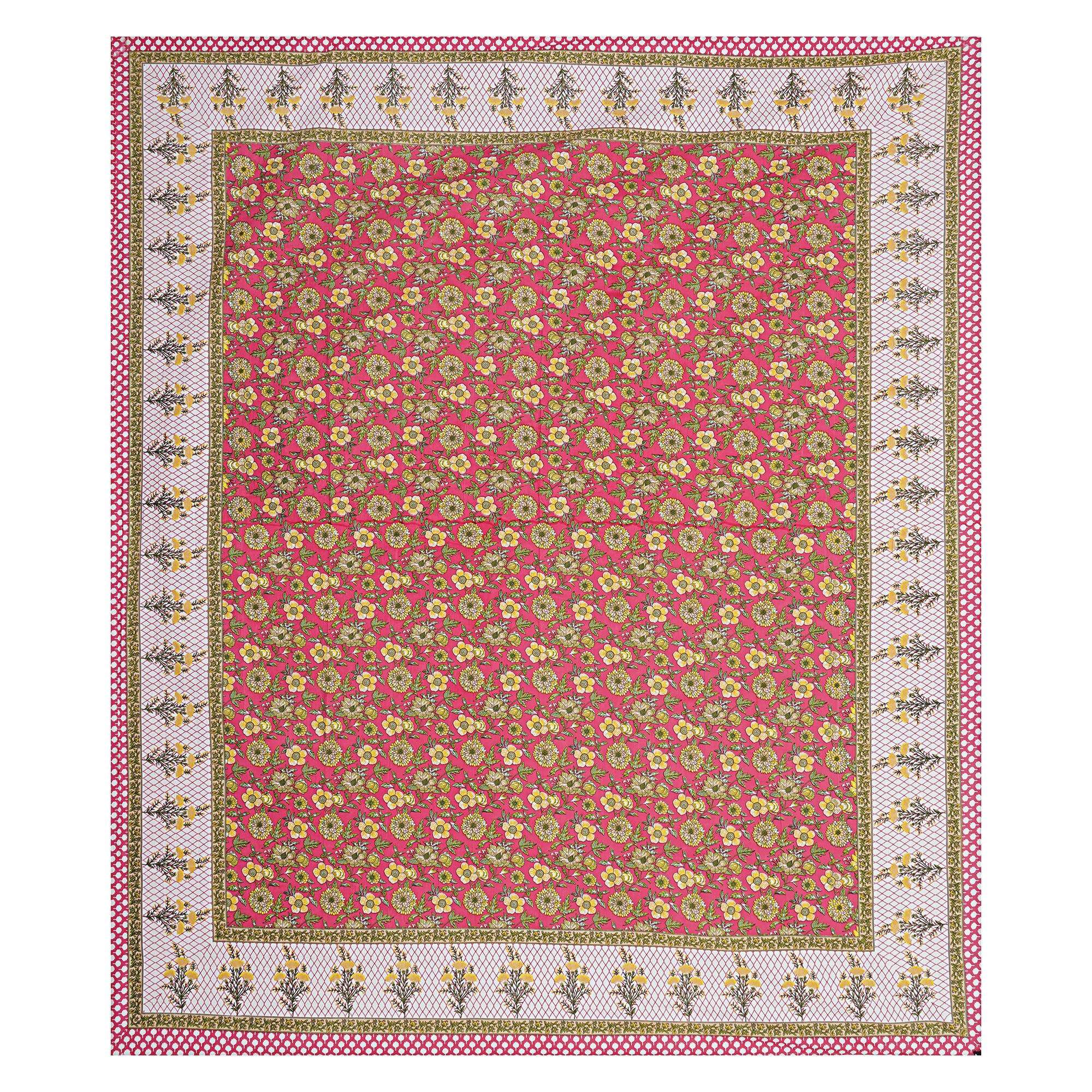 Rudra Bazaar Red 210 TC Cotton Double King Bedsheet With 2 Pillow Covers