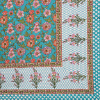 Rudra Bazaar Turquoise Blue 210 TC Cotton Double King Bedsheet With 2 Pillow Covers