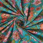 Rudra Bazaar Turquoise Blue 210 TC Cotton Double King Bedsheet With 2 Pillow Covers