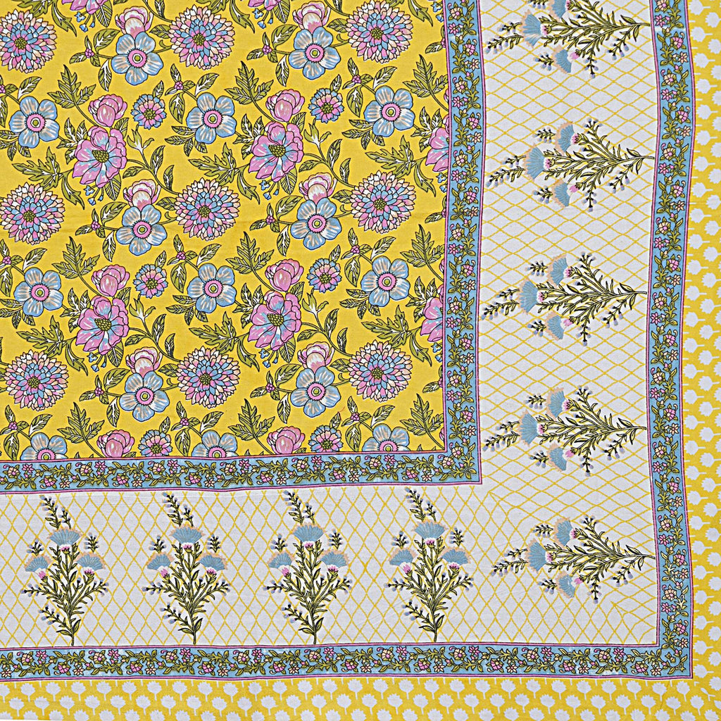 Rudra Bazaar Yellow 210 TC Cotton Double King Bedsheet With 2 Pillow Covers