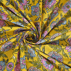 Rudra Bazaar Yellow 210 TC Cotton Double King Bedsheet With 2 Pillow Covers