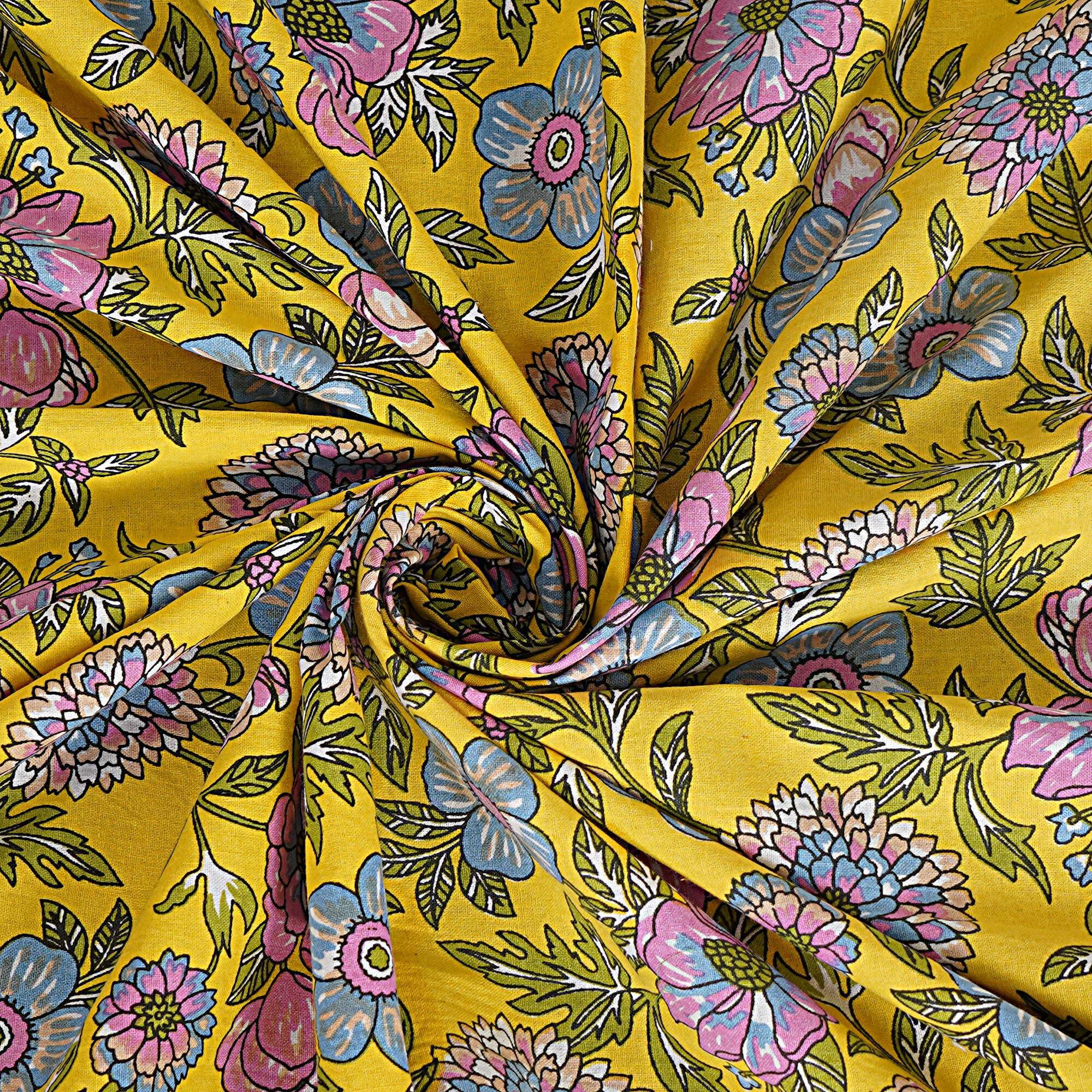 Rudra Bazaar Yellow 210 TC Cotton Double King Bedsheet With 2 Pillow Covers