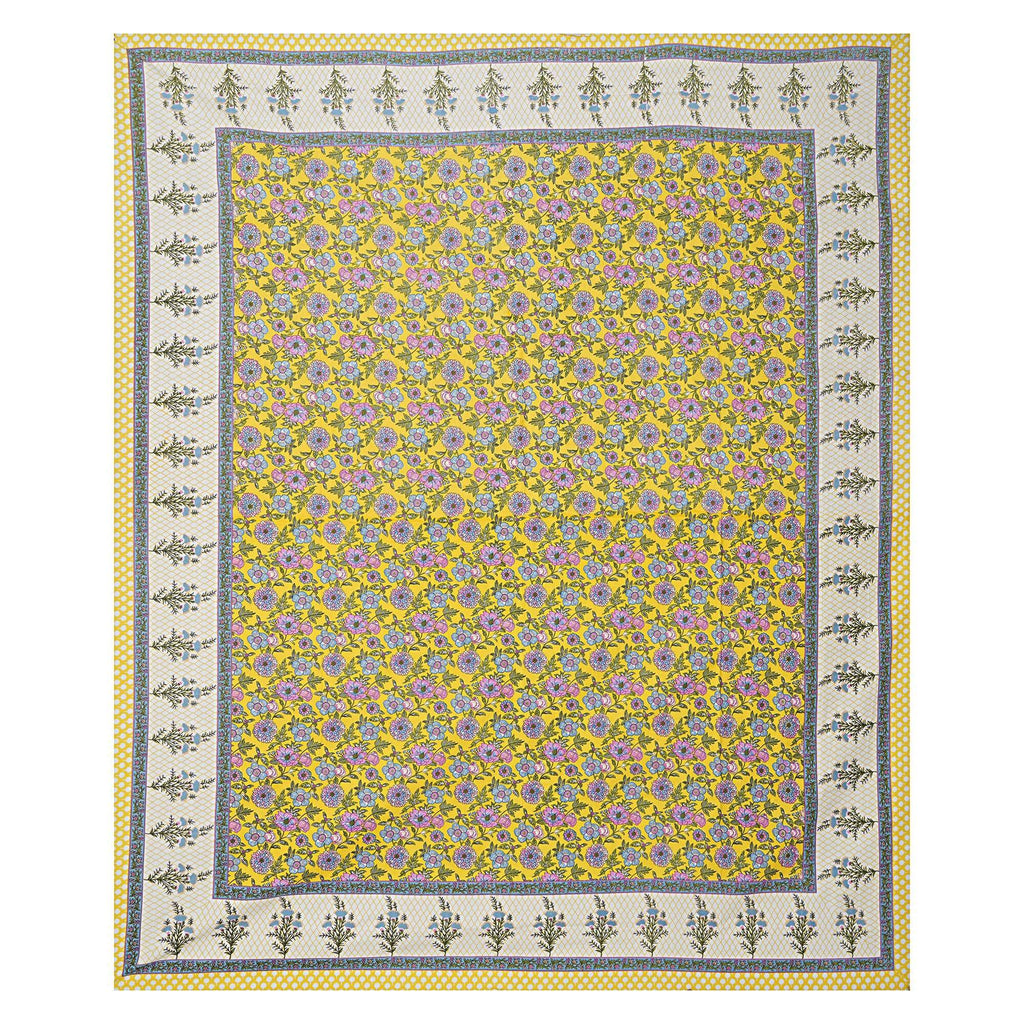 Rudra Bazaar Yellow 210 TC Cotton Double King Bedsheet With 2 Pillow Covers