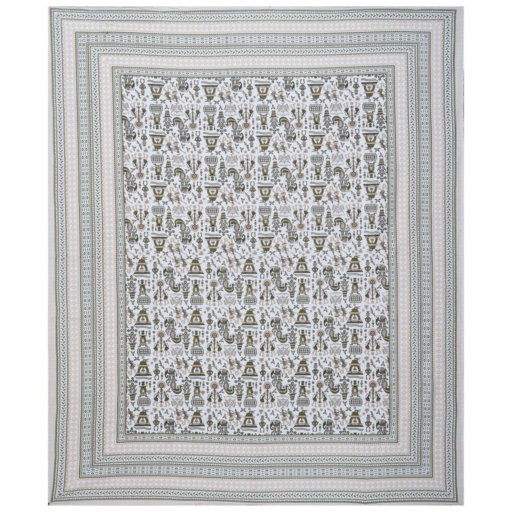 Rudra Bazaar Olive 210 TC Cotton Double King Bedsheet With 2 Pillow Covers