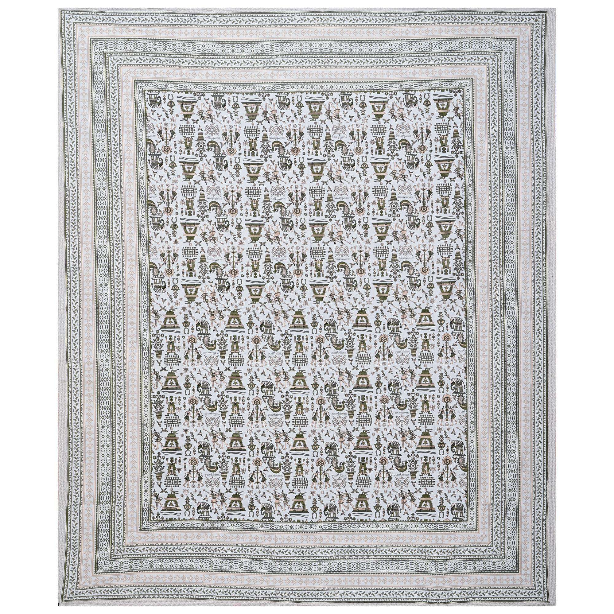 Rudra Bazaar Olive 210 TC Cotton Double King Bedsheet With 2 Pillow Covers