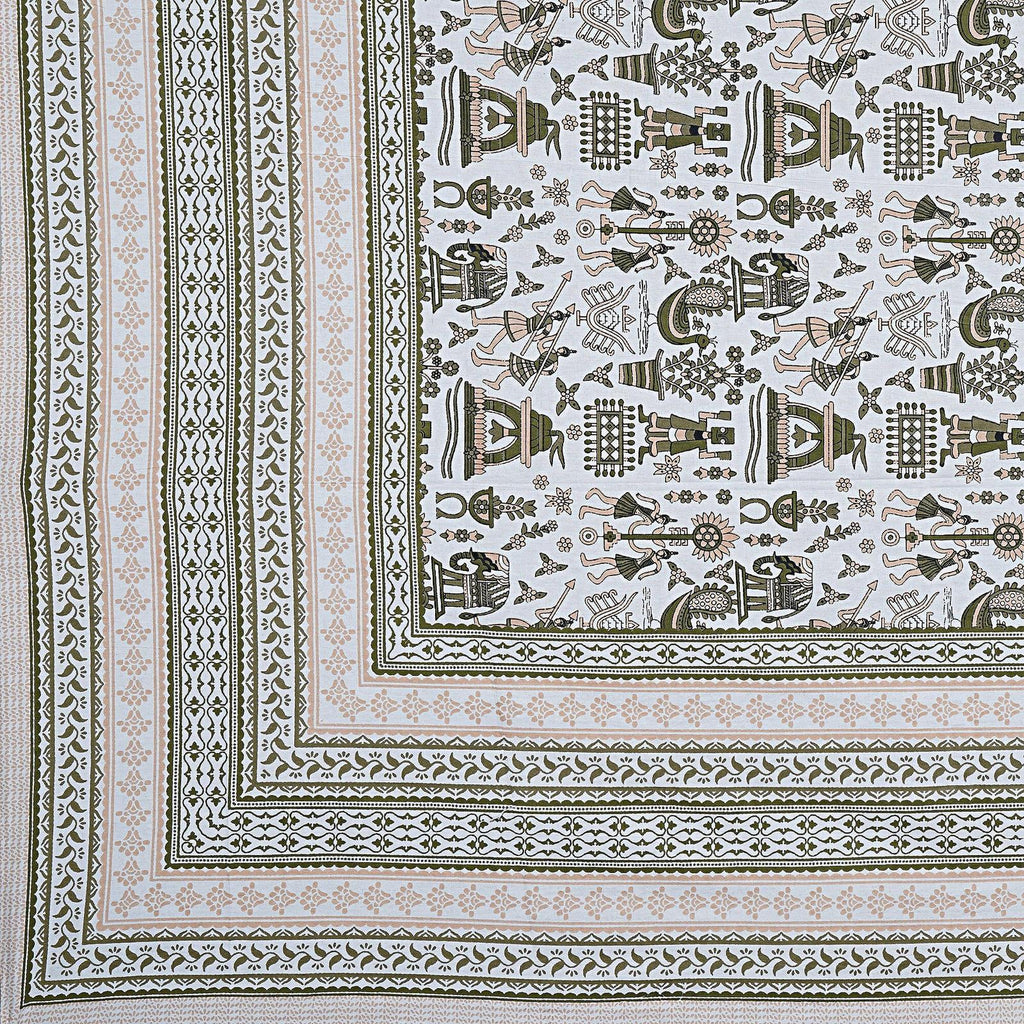 Rudra Bazaar Olive 210 TC Cotton Double King Bedsheet With 2 Pillow Covers