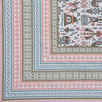 Rudra Bazaar Orange Turquise 210 TC Cotton Double King Bedsheet With 2 Pillow Covers