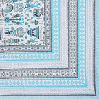 Rudra Bazaar Blue 210 TC Cotton Double King Bedsheet With 2 Pillow Covers