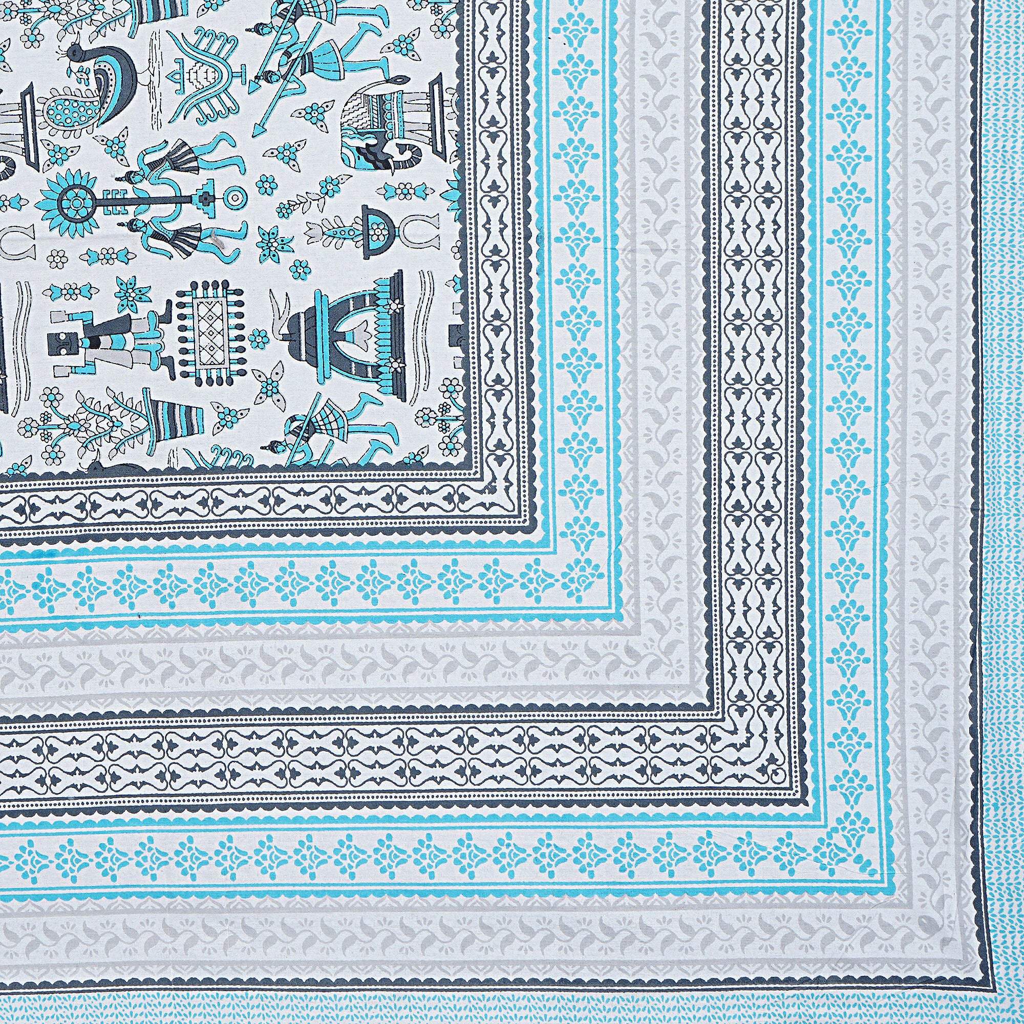 Rudra Bazaar Blue 210 TC Cotton Double King Bedsheet With 2 Pillow Covers