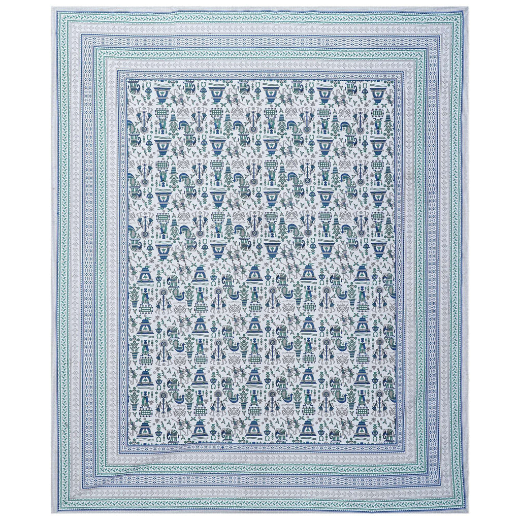 Rudra Bazaar Turquoise Blue 210 TC Cotton Double King Bedsheet With 2 Pillow Covers