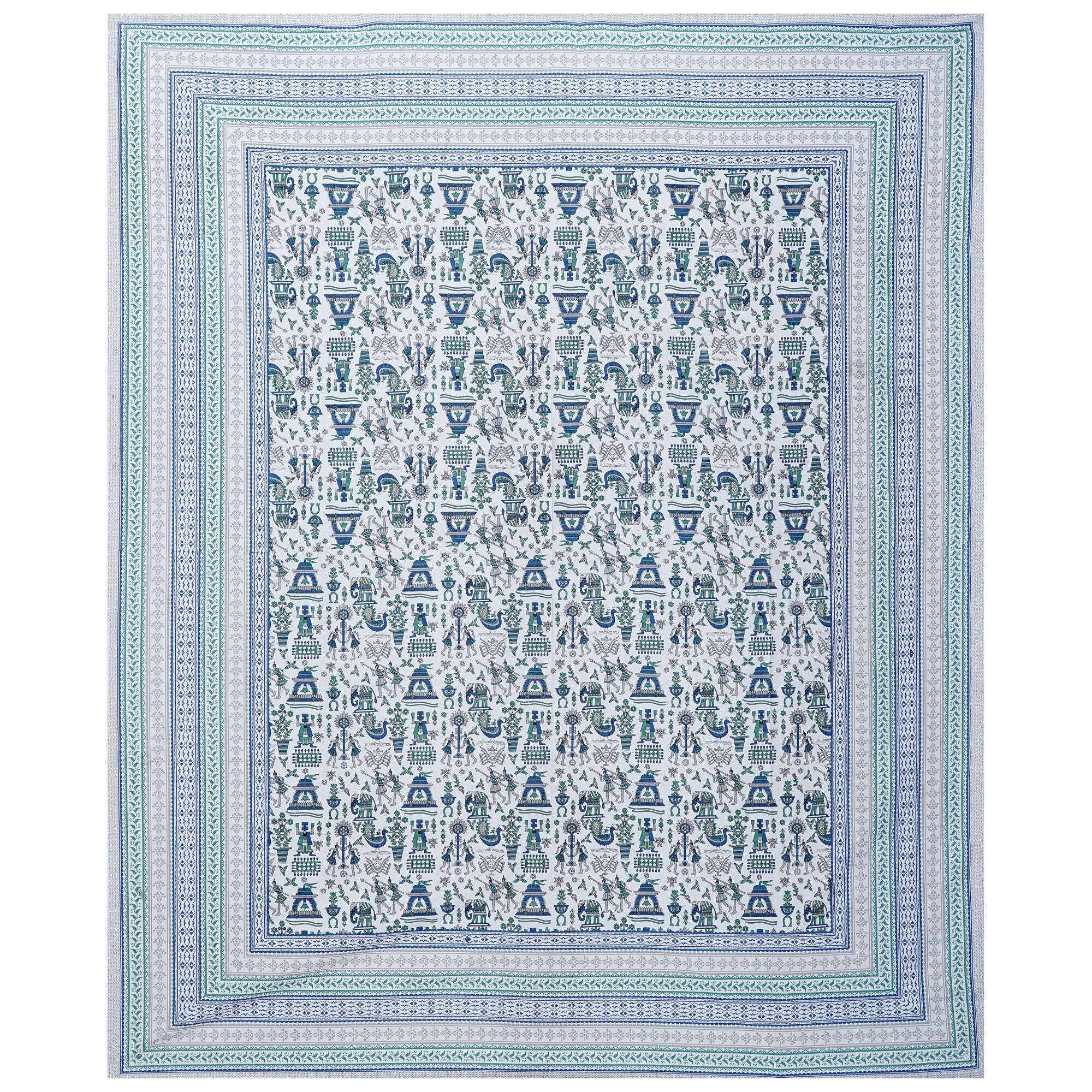 Rudra Bazaar Turquoise Blue 210 TC Cotton Double King Bedsheet With 2 Pillow Covers