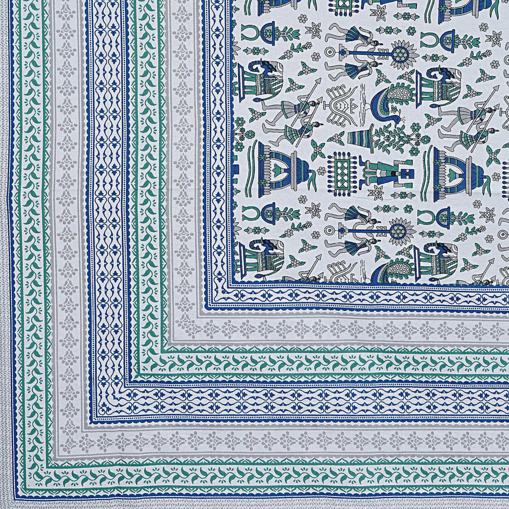 Rudra Bazaar Turquoise Blue 210 TC Cotton Double King Bedsheet With 2 Pillow Covers