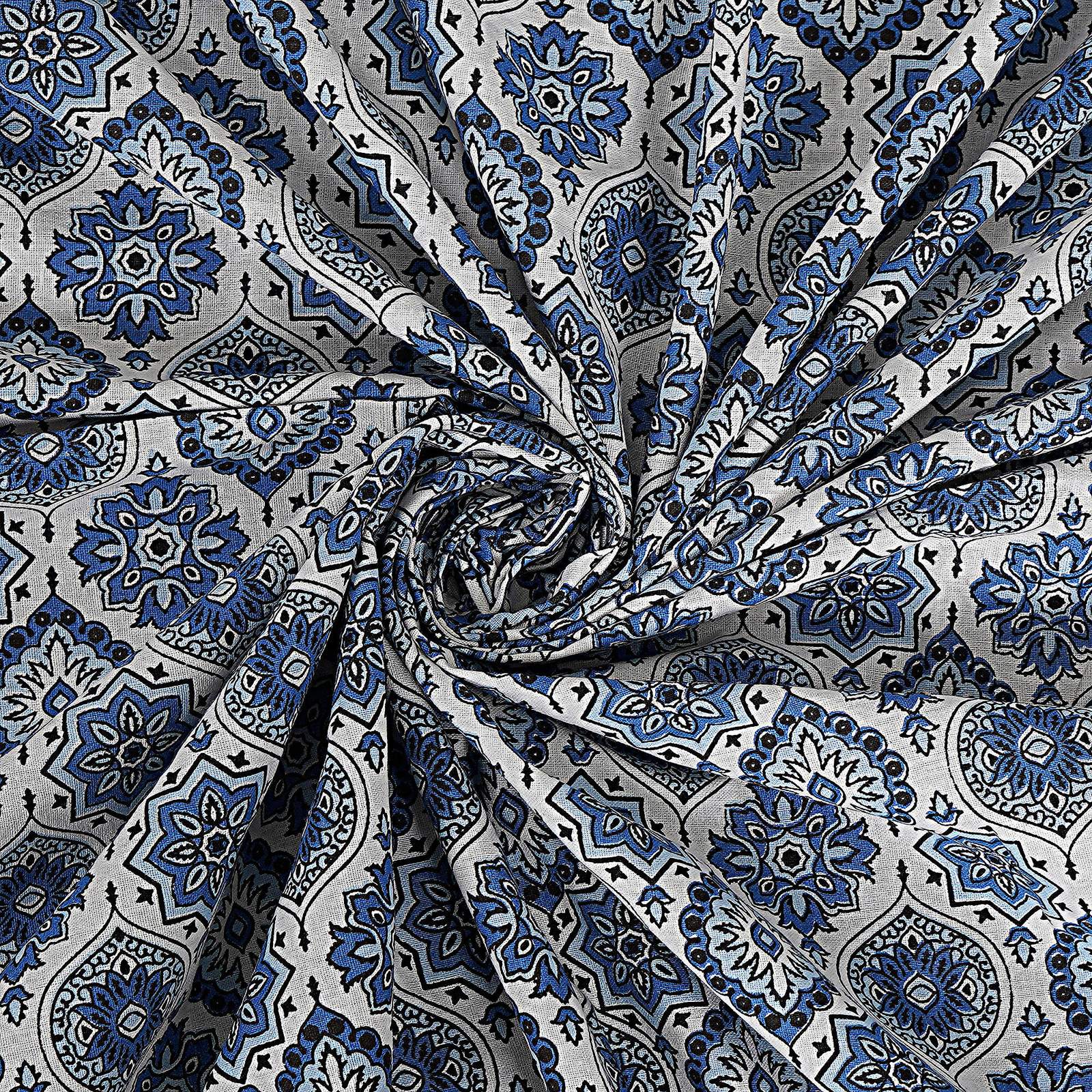 Rudra Bazaar Blue 210 TC Cotton Double King Bedsheet With 2 Pillow Covers