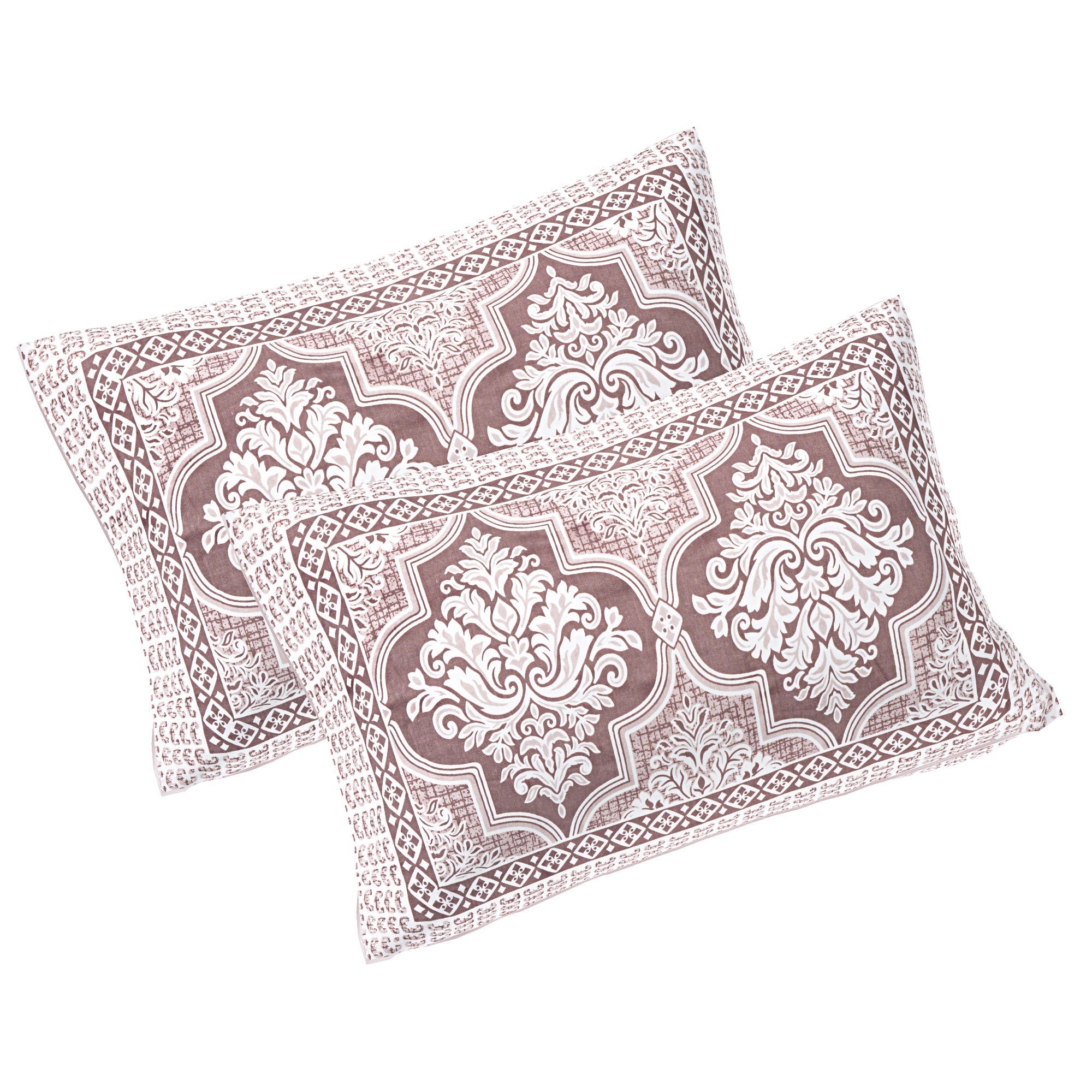 Rudra Bazaar Brown 210 TC Cotton Double King Bedsheet With 2 Pillow Covers