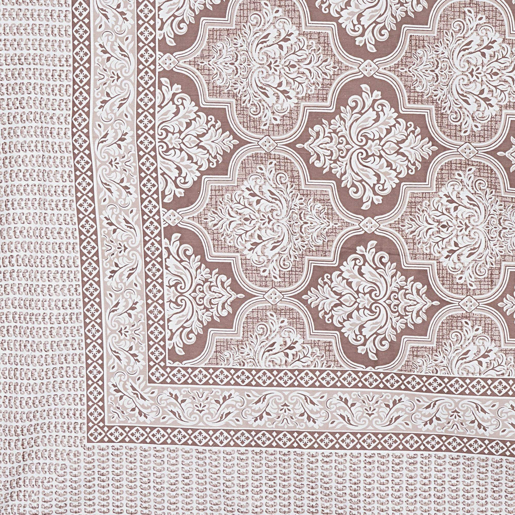 Rudra Bazaar Brown 210 TC Cotton Double King Bedsheet With 2 Pillow Covers