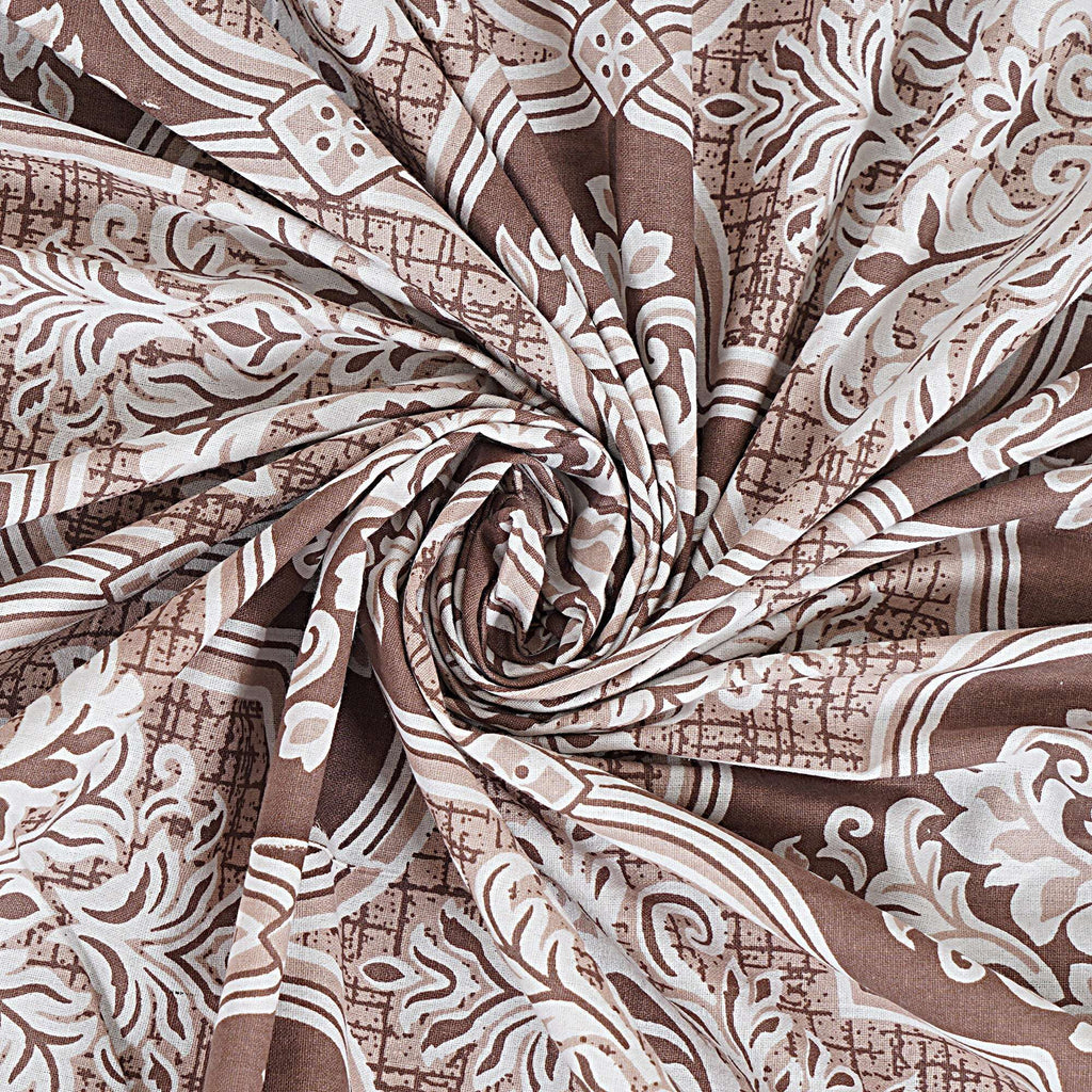 Rudra Bazaar Brown 210 TC Cotton Double King Bedsheet With 2 Pillow Covers