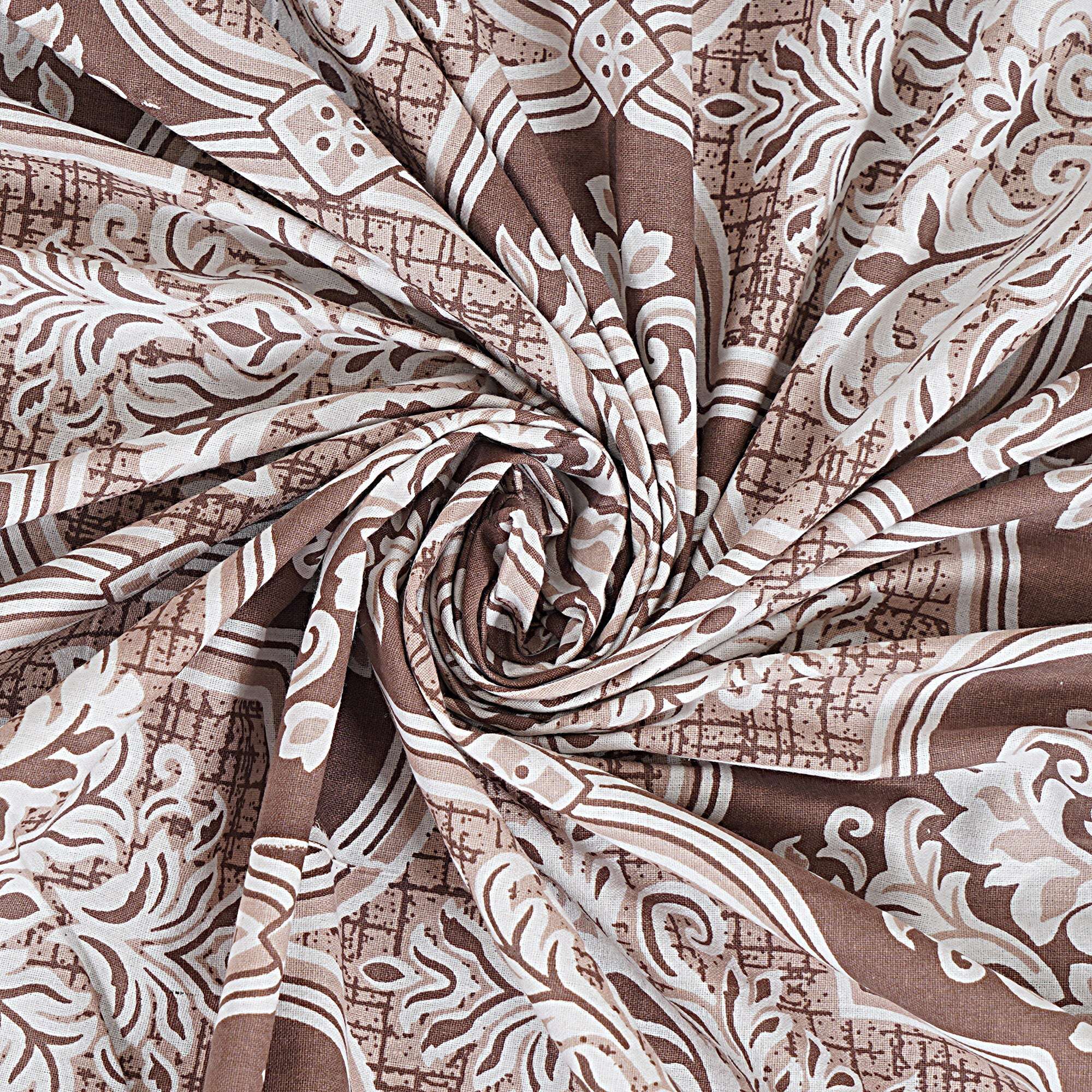 Rudra Bazaar Brown 210 TC Cotton Double King Bedsheet With 2 Pillow Covers
