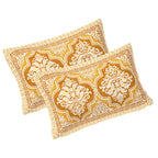 Rudra Bazaar Gold 210 TC Cotton Double King Bedsheet With 2 Pillow Covers