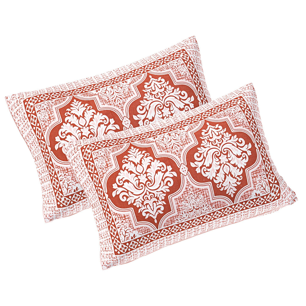 Rudra Bazaar Peach 210 TC Cotton Double King Bedsheet With 2 Pillow Covers