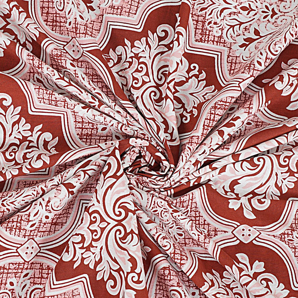 Rudra Bazaar Peach 210 TC Cotton Double King Bedsheet With 2 Pillow Covers