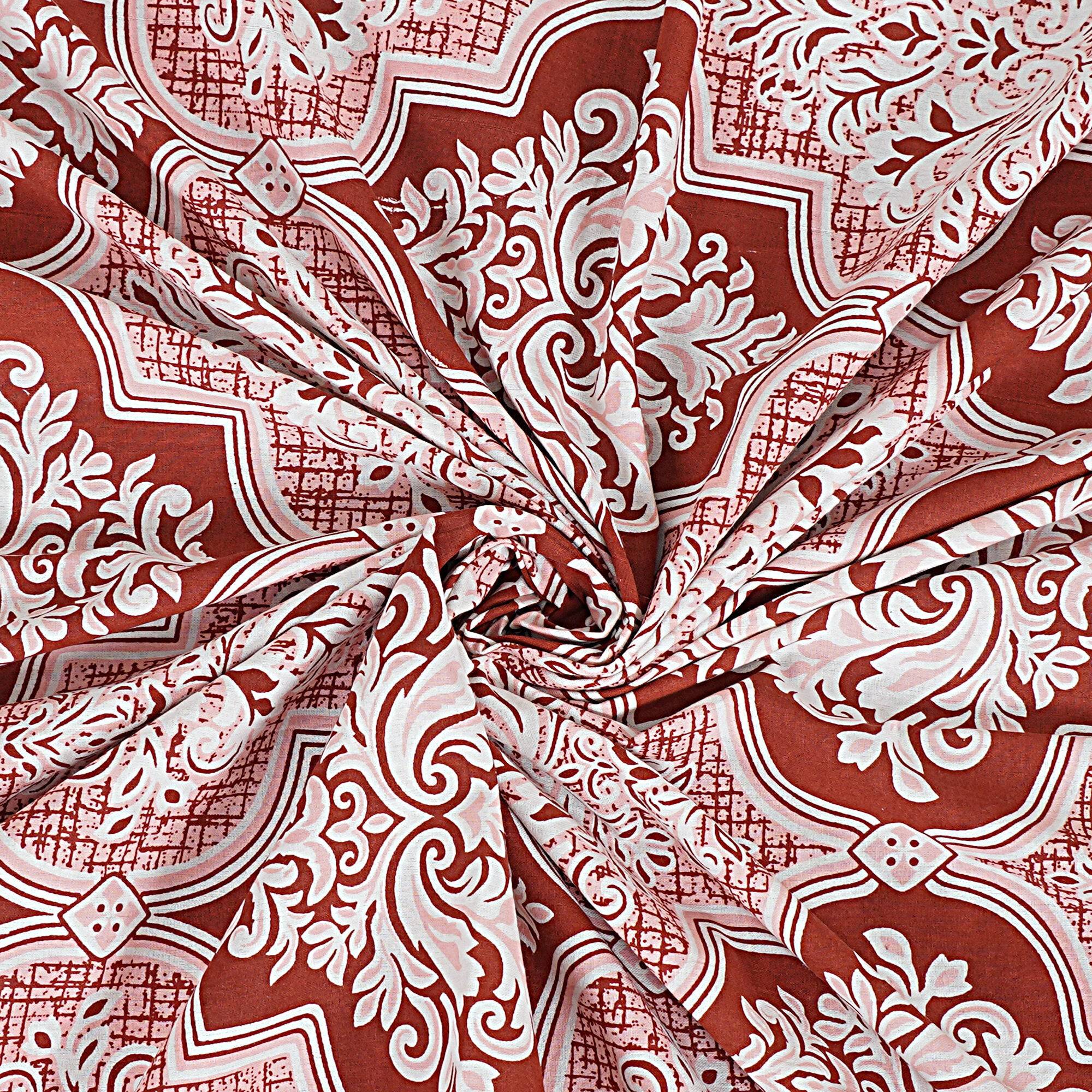 Rudra Bazaar Peach 210 TC Cotton Double King Bedsheet With 2 Pillow Covers