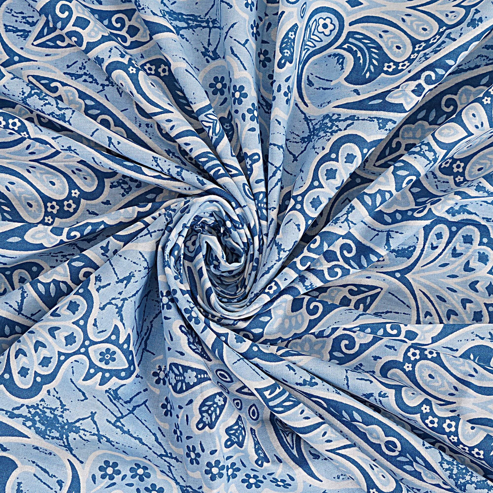 Rudra Bazaar Blue 210 TC Cotton Double King Bedsheet With 2 Pillow Covers