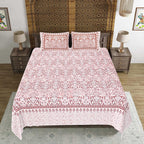 Rudra Bazaar Peach 210 TC Cotton Double King Bedsheet With 2 Pillow Covers