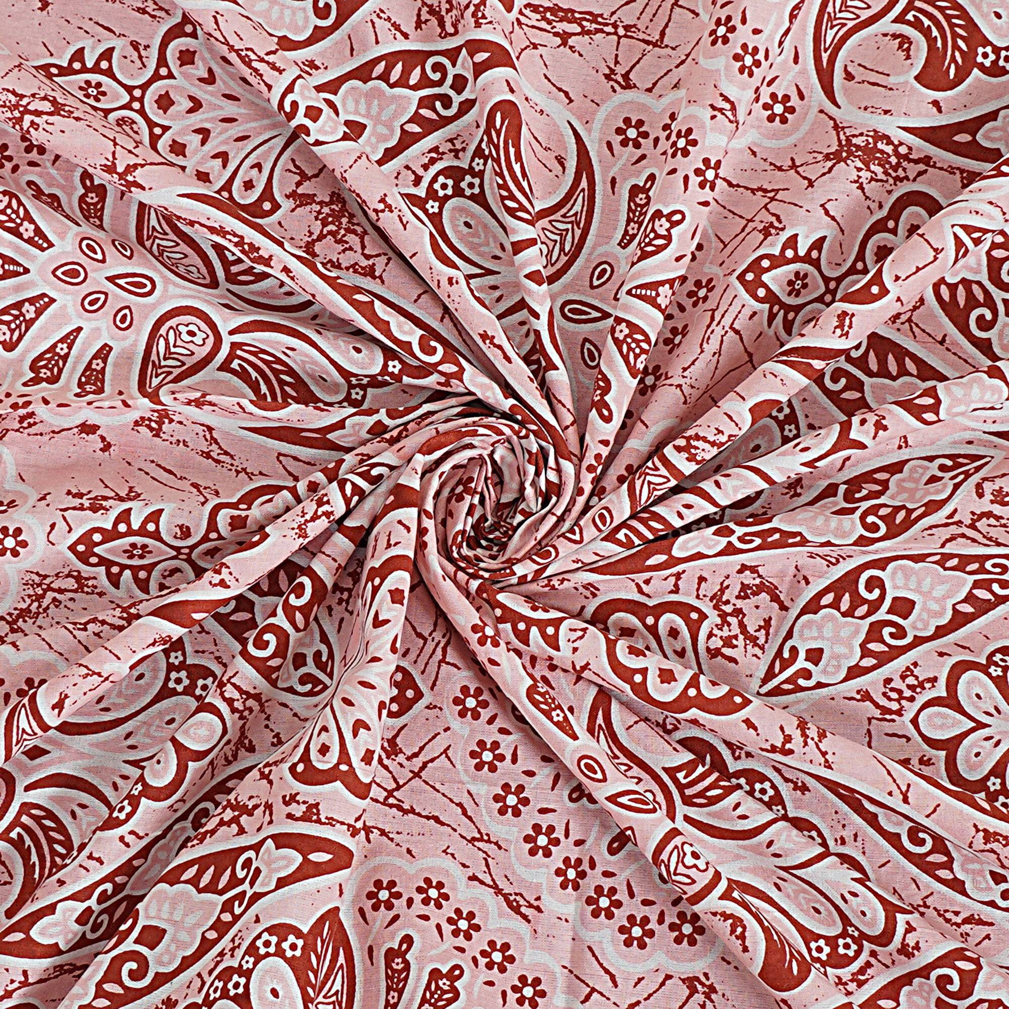 Rudra Bazaar Peach 210 TC Cotton Double King Bedsheet With 2 Pillow Covers