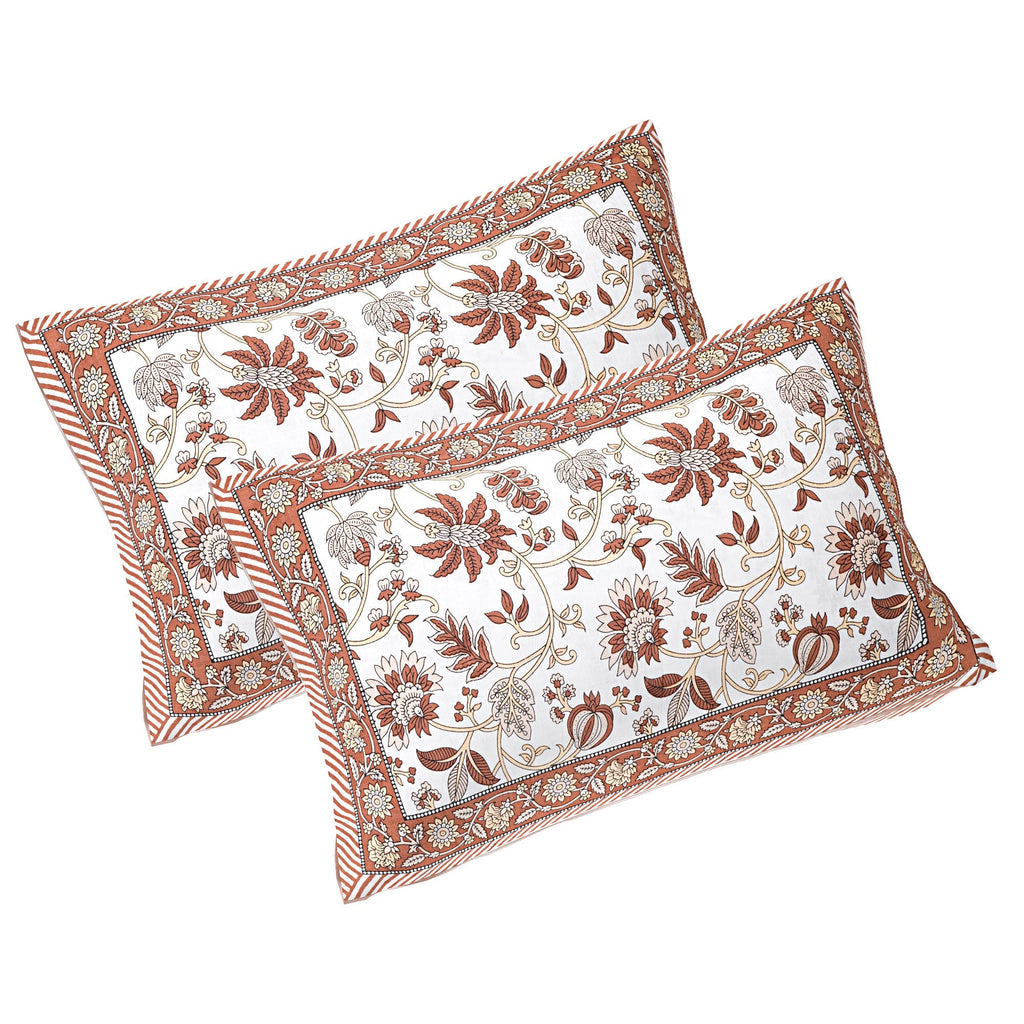 Rudra Bazaar Brown 210 TC Cotton Double King Bedsheet With 2 Pillow Covers