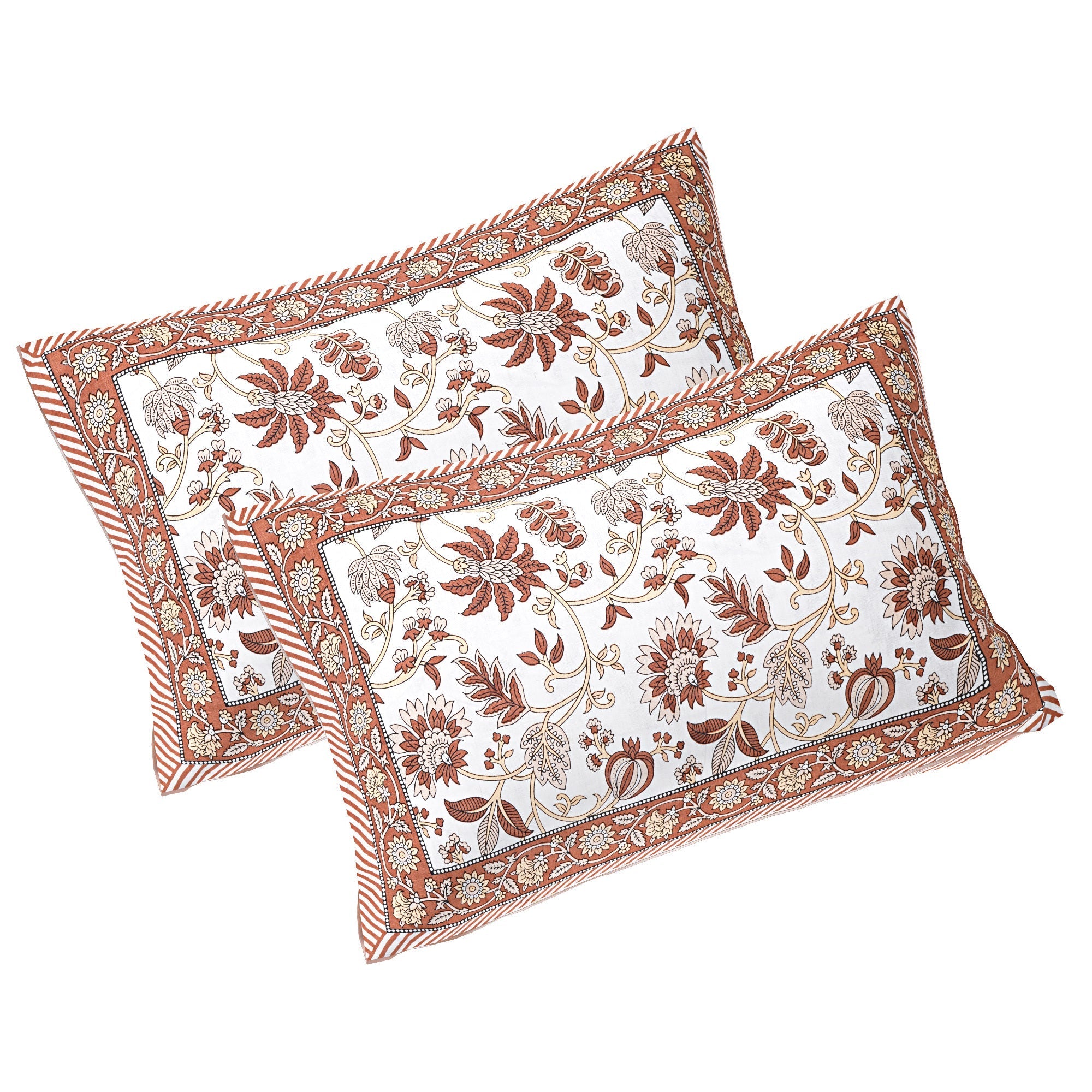 Rudra Bazaar Brown 210 TC Cotton Double King Bedsheet With 2 Pillow Covers