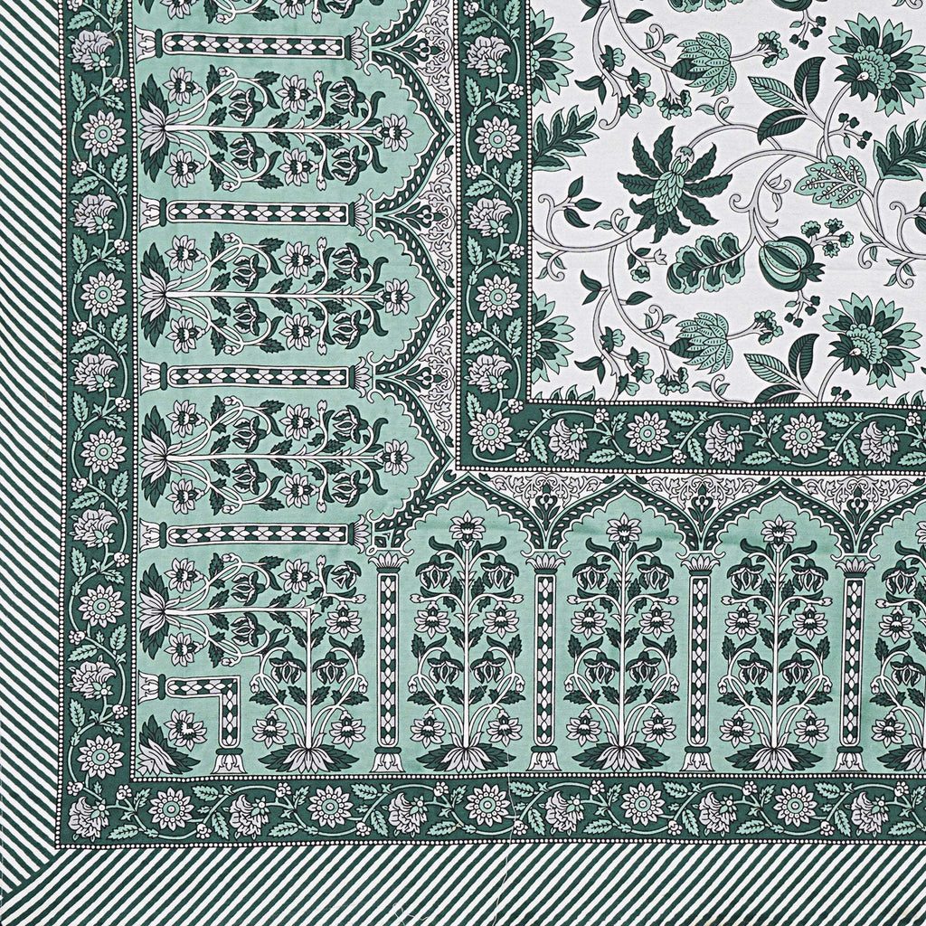 Rudra Bazaar Sea Green 210 TC Cotton Double King Bedsheet With 2 Pillow Covers