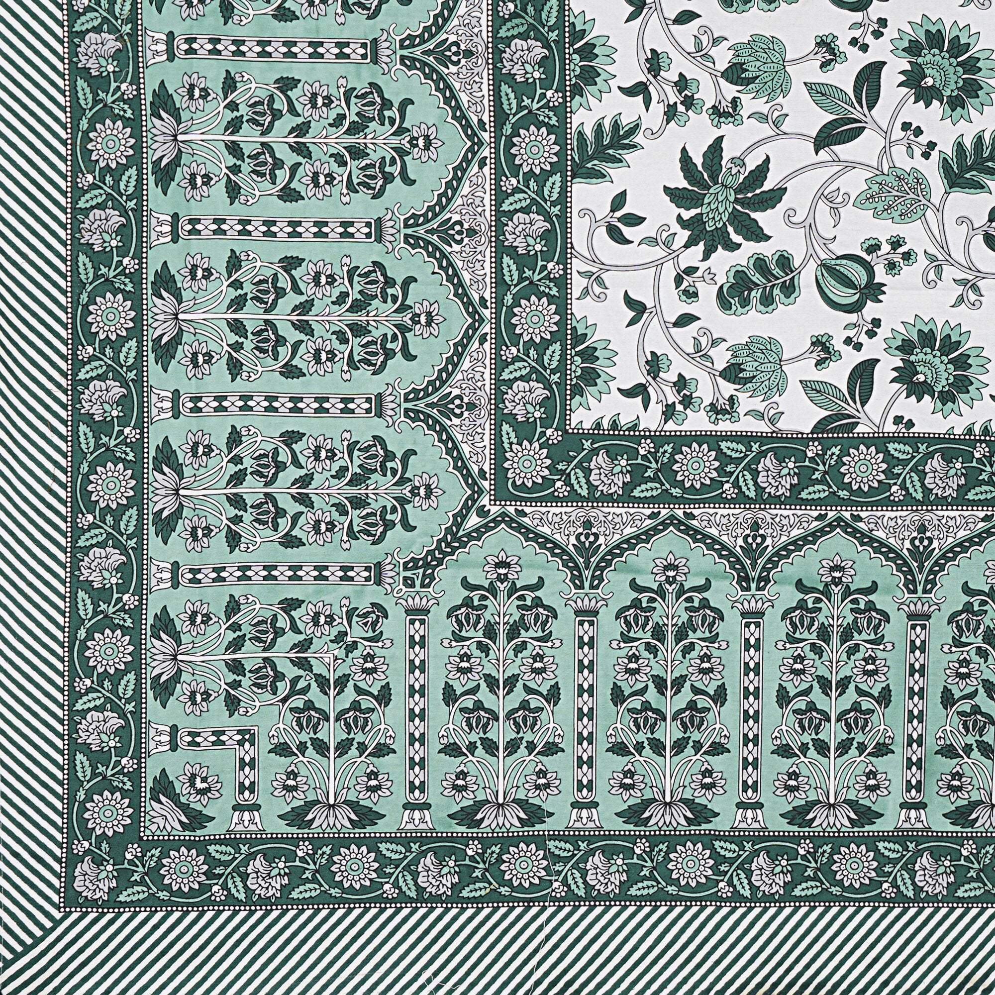 Rudra Bazaar Sea Green 210 TC Cotton Double King Bedsheet With 2 Pillow Covers