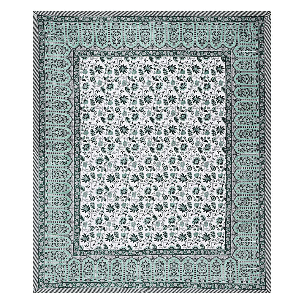 Rudra Bazaar Sea Green 210 TC Cotton Double King Bedsheet With 2 Pillow Covers