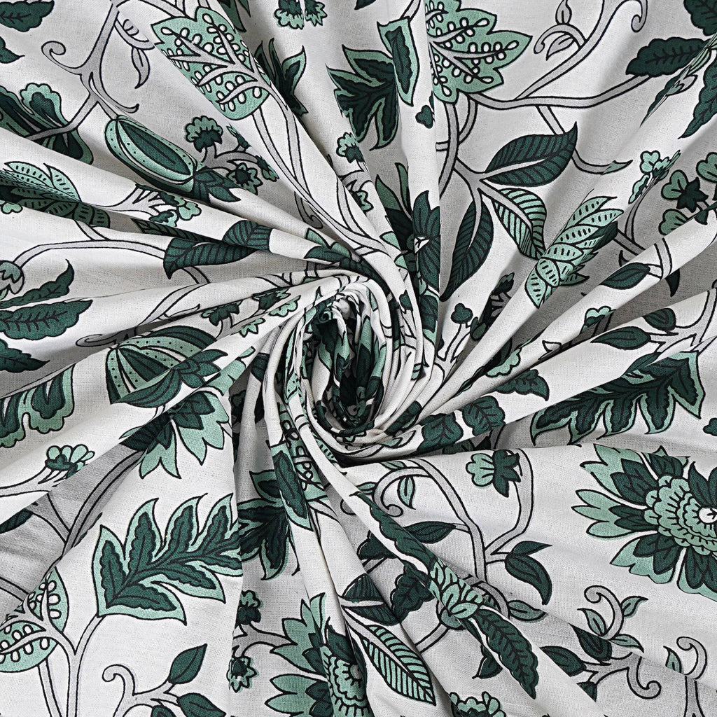 Rudra Bazaar Sea Green 210 TC Cotton Double King Bedsheet With 2 Pillow Covers