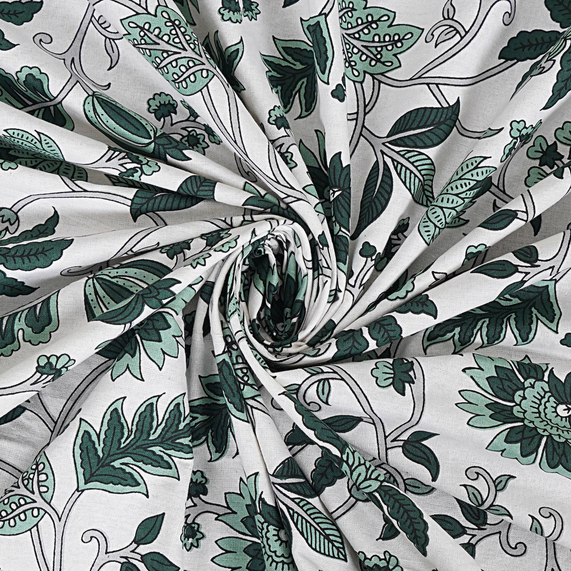 Rudra Bazaar Sea Green 210 TC Cotton Double King Bedsheet With 2 Pillow Covers