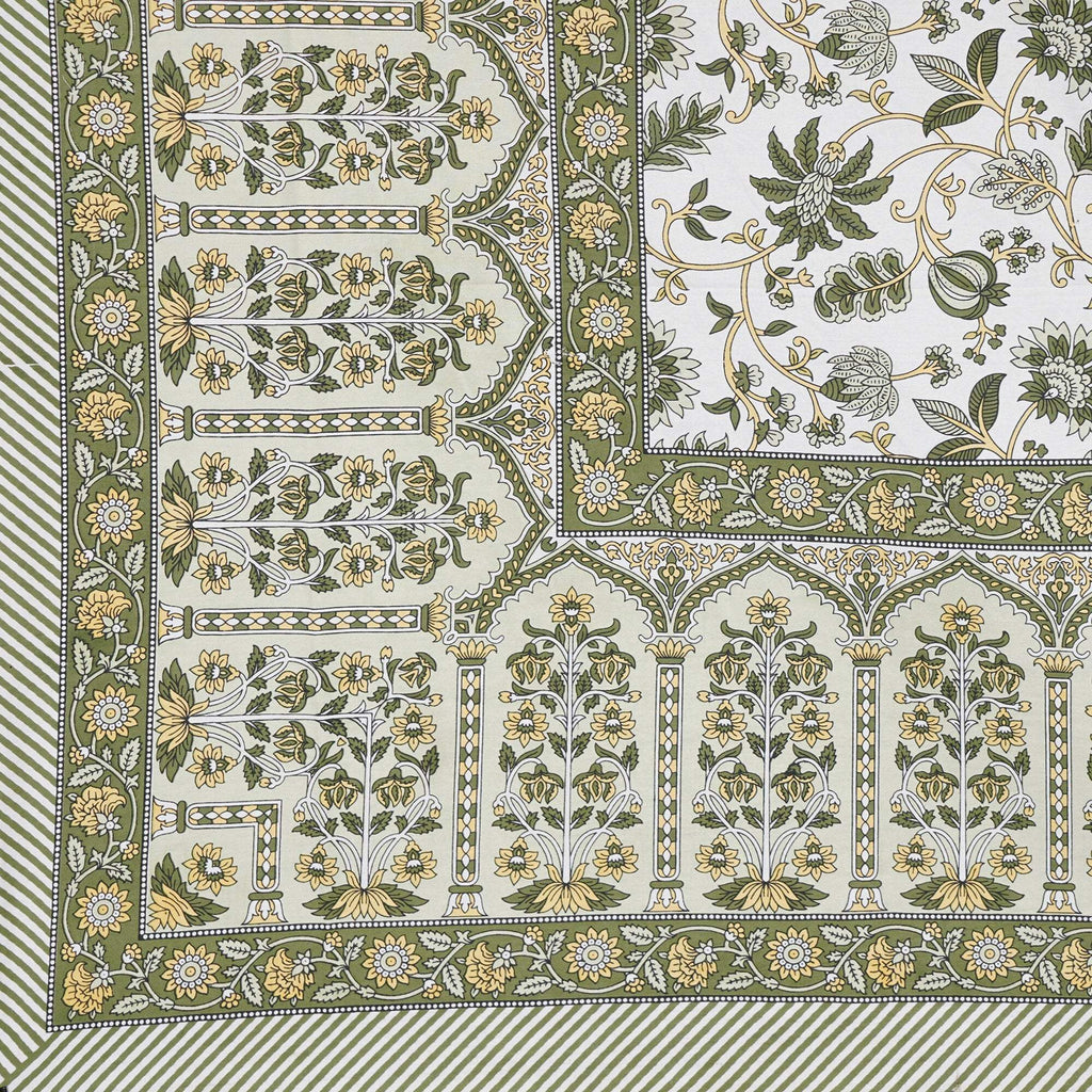 Rudra Bazaar Green 210 TC Cotton Double King Bedsheet With 2 Pillow Covers