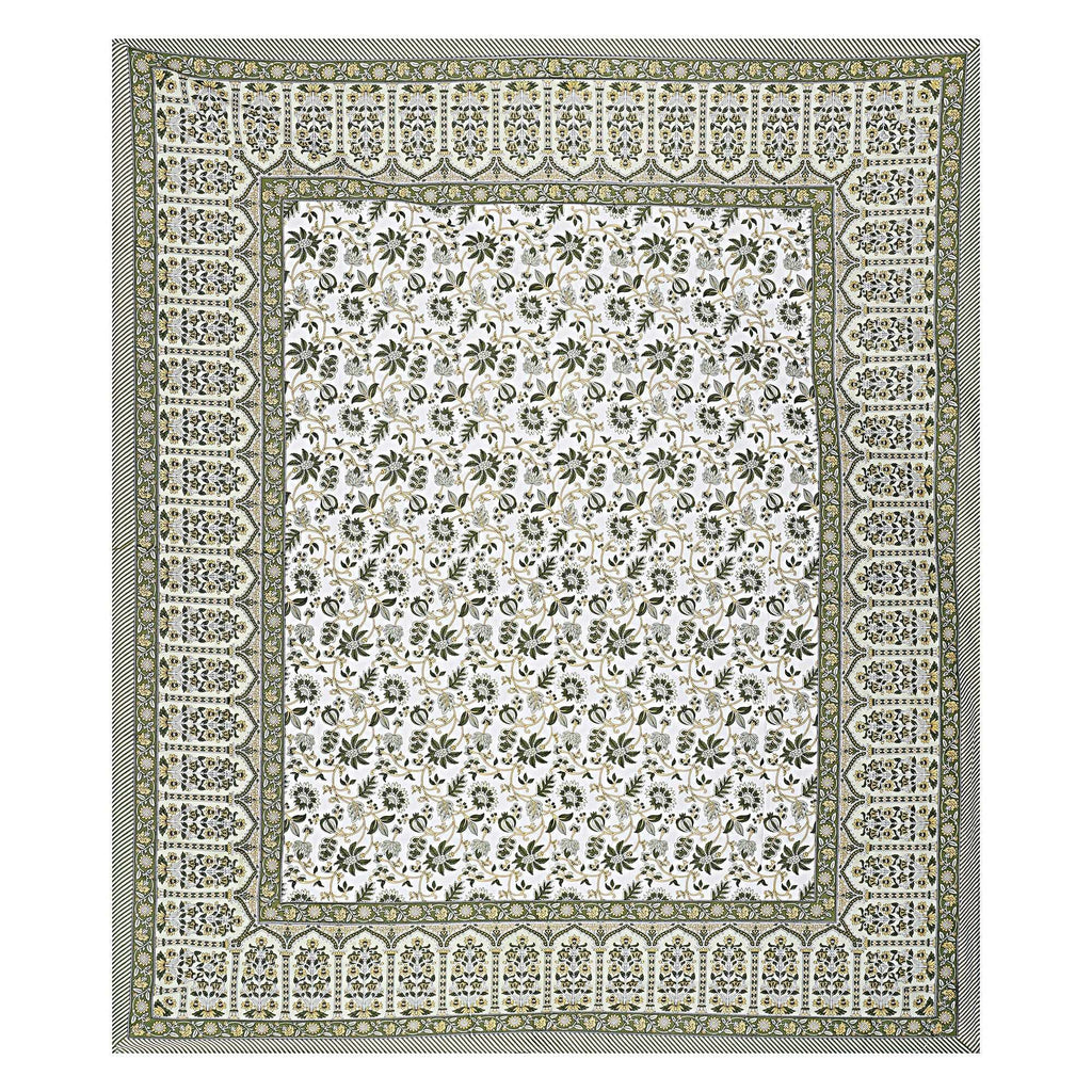 Rudra Bazaar Green 210 TC Cotton Double King Bedsheet With 2 Pillow Covers